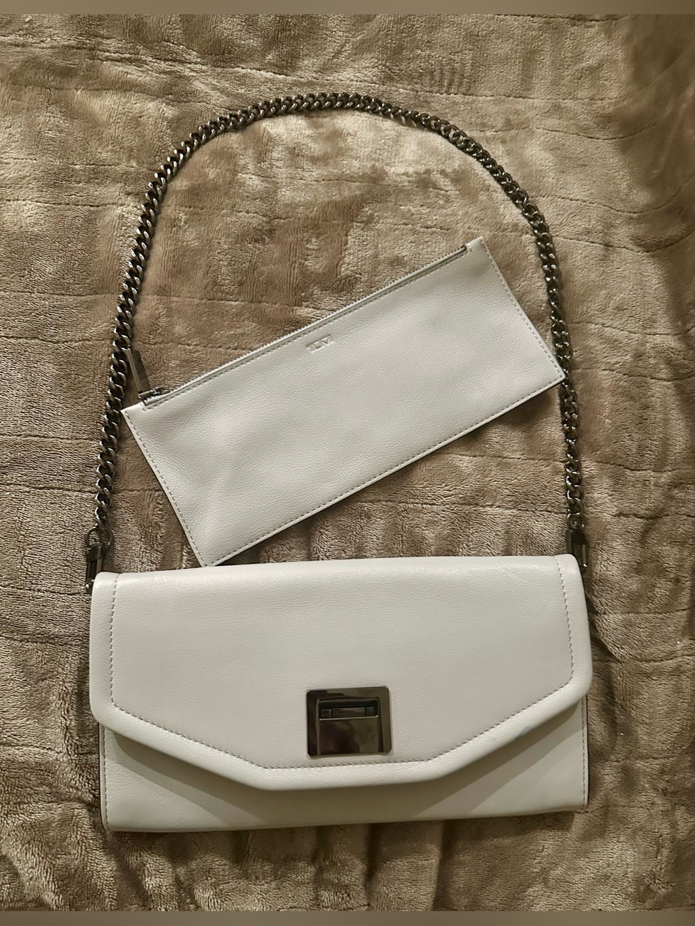 TUMI Leather Wallet On Chain/Clutch - (Dust bag included)